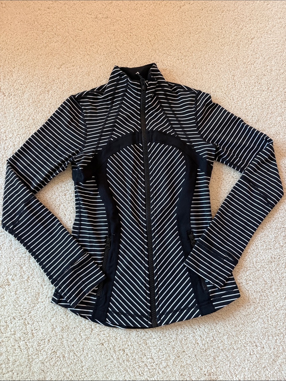 lululemon athletica Black and White Striped Full-Zip Define Jacket